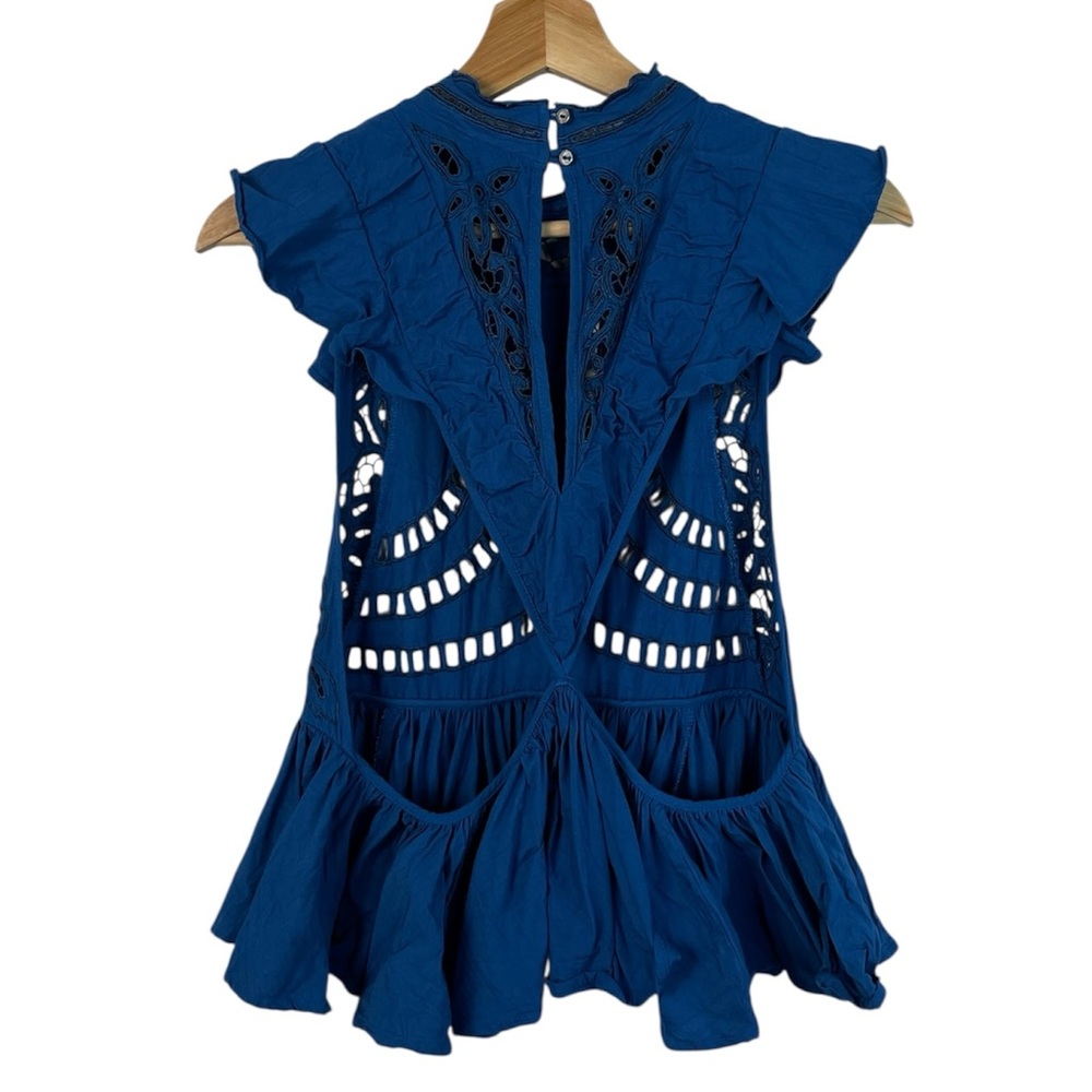 Free People Eyelet Open Back Ruffle Tank Small - Picture 2 of 9